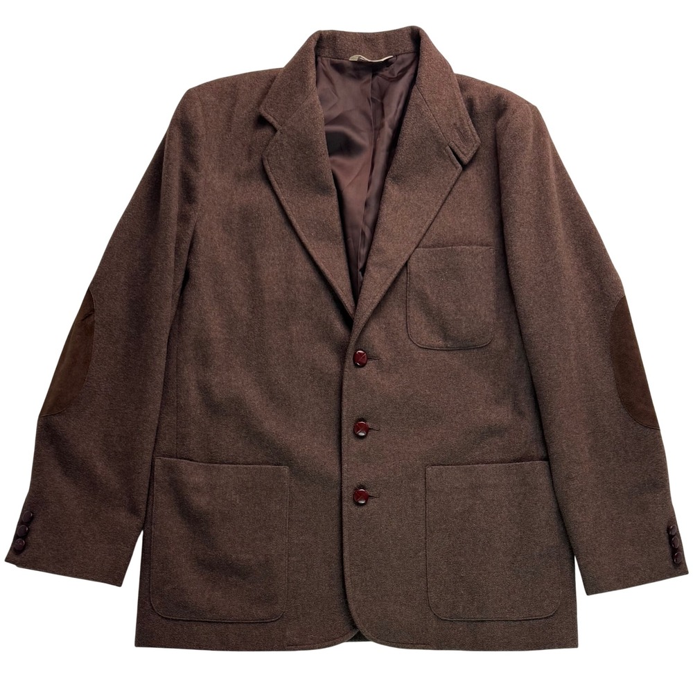 VTG Gap Mens Brown Recycled Wool Blend Blazer Leather Elbow Patches M